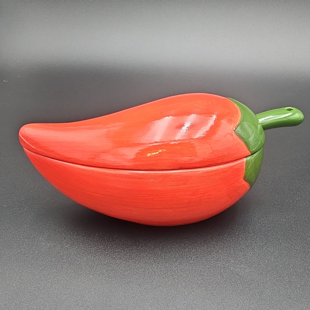Red Pepper Shaped Ceramic Container - Picture 3 of 8